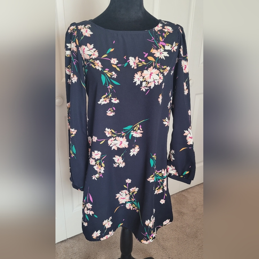 Lulus Herbaceous Babe Navy Floral Print Shift Dress Size XS